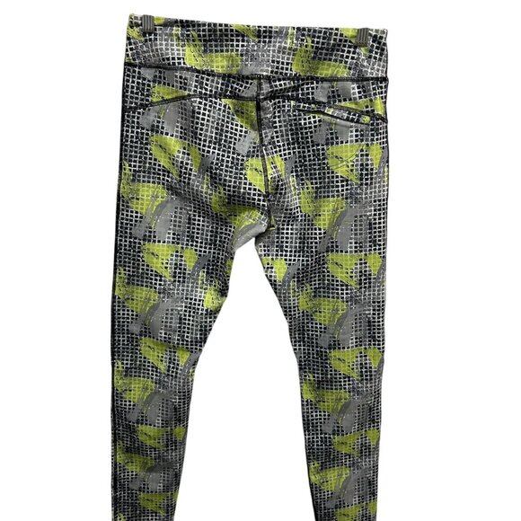 Kyodan Gray Lime Green Stretch High-Waisted Printed Leggings Size L Activewear - Picture 2 of 9